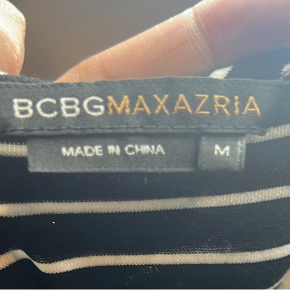 BCBGMaxAzria Black and White Striped Sleeveless Racerback Dress size Medium - Picture 8 of 10